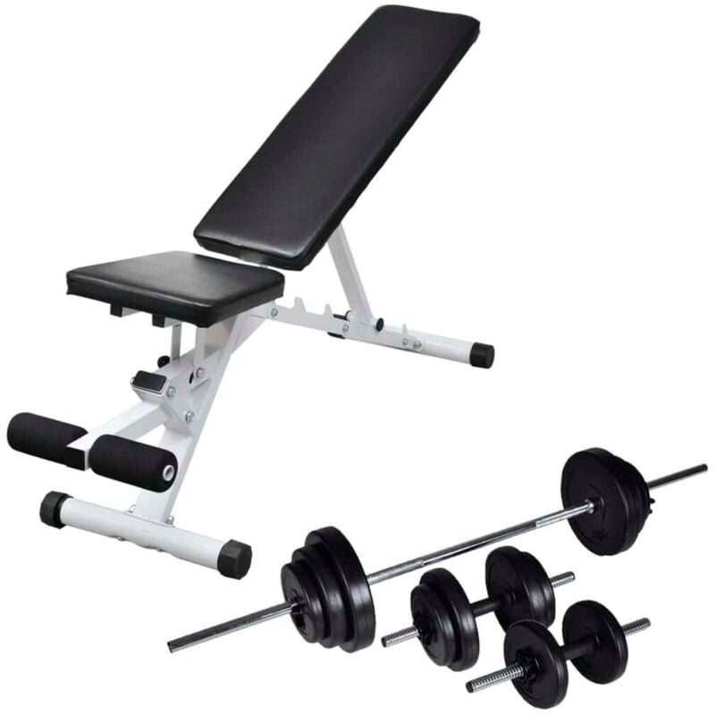 Hantelbank mit Langhantel und Kurzhantel Set 30,5 kg Vidaxl
