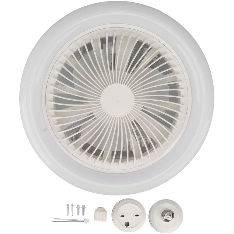 Haofy 9,8 Zoll Leiser 3-Gang-LED-Deckenventilator mit E27-Lampe für Wohnzimmer, LED-Deckenventilator 86-265V Weiß.
