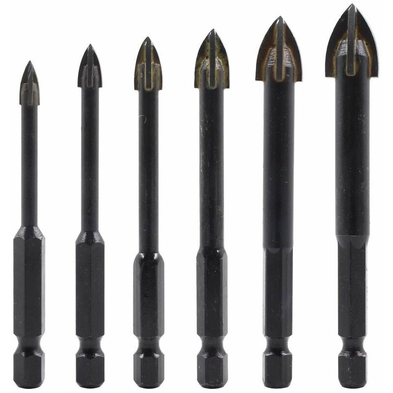 Hartmetall-Bohrer und Bit-Set für Fliesen – (Fliesen, Ziegel, Zement, Beton, Glas, Kunststoff, Metallblock, Holz)