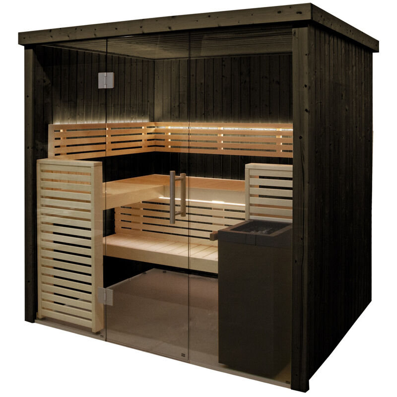 Fenix 1620S Sauna Saunakabine aus Fichte schwarz Indoor-Sauna 206 x 160 x 201 cm - Harvia