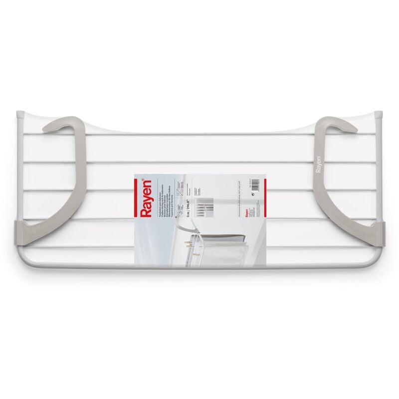 Wäscheleine für Balkone 5 m Trocknungsbereich Wäscheleine für kleine Wäsche für Indoor & Outdoor Maße: 81 x 37,5 x 15 cm Farbe: Weiß & Grau 81 x 37,5