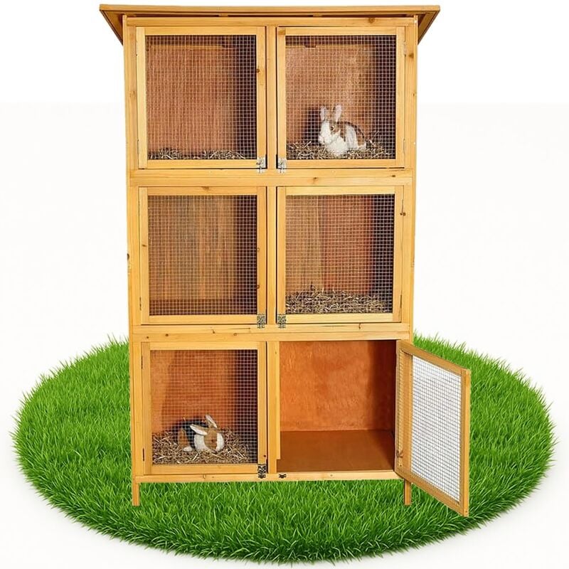 Mucola - Hasenstall Hasenkäfig Kleintierstall Freilauf Freigehege Kaninchenstall Holz