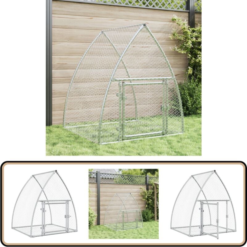 Hasenstall Silbern 100x105x120 cm Verzinkter Stahl - Kaninchendrache - Kleintierstellplatz - Tierheim - Vogelvoliere - Gartenhaus