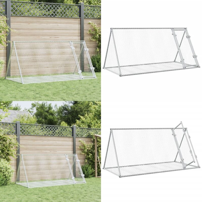 Hasenstall Silbern 200x105x91 cm Verzinkter Stahl - Kaninchendrache - Tierheim - Hühnerhaus - Geflügelvoliere - Kleintierschutz - Home & Living