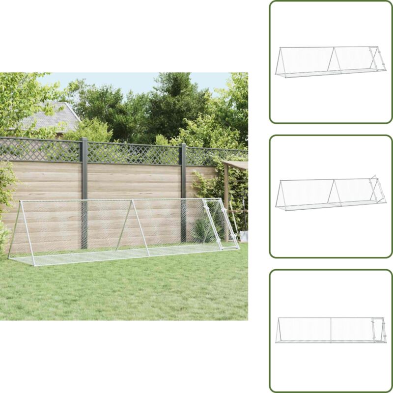 Hasenstall Silbern 400x105x91 cm Verzinkter Stahl - Kaninchendrache - Häschenhaus - Tierheim - Outdoor Stall - Geflügelvoliere