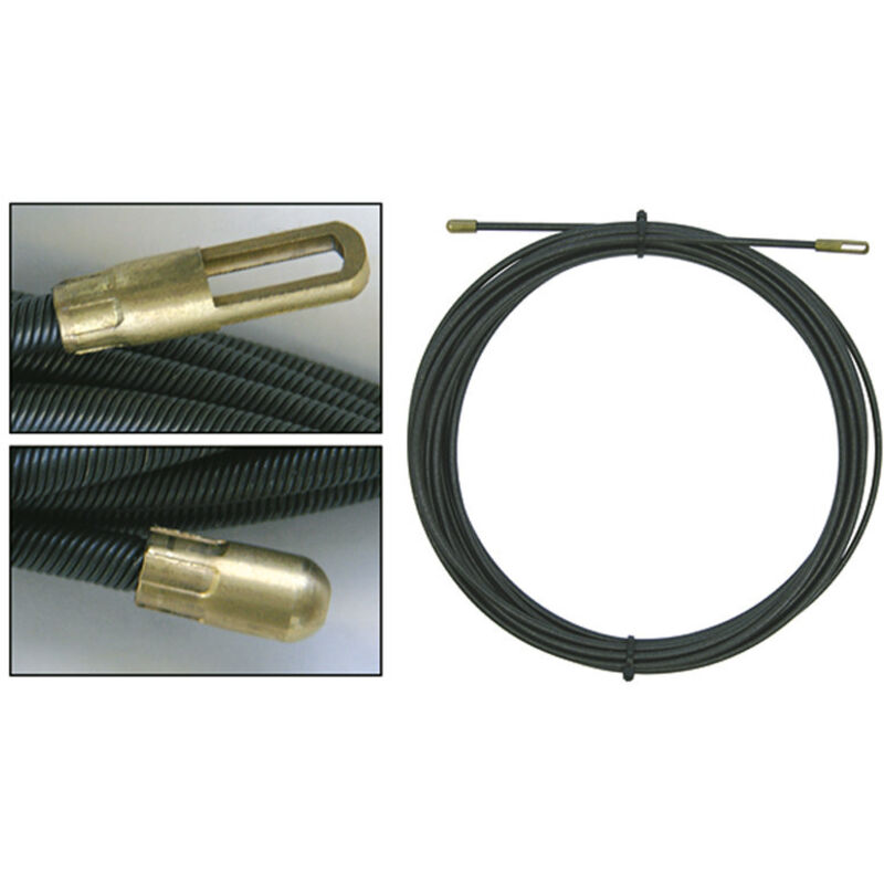 Perlon-Einziehband schwarz 15 m, ø 4 mm mit Suchfeder und Zugöse 150243