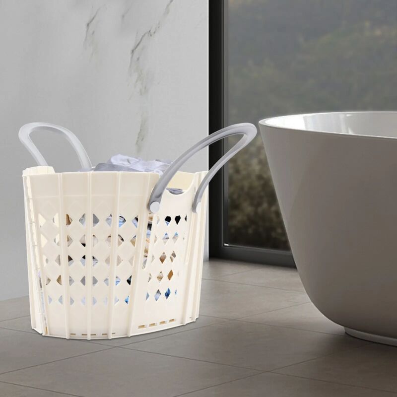 Haushalt klappbares Bad Bad Schmutzkorb, 48 29 29,5 cm, rechteckige weiße Waschkorb Tragfähigkeit 6 kg