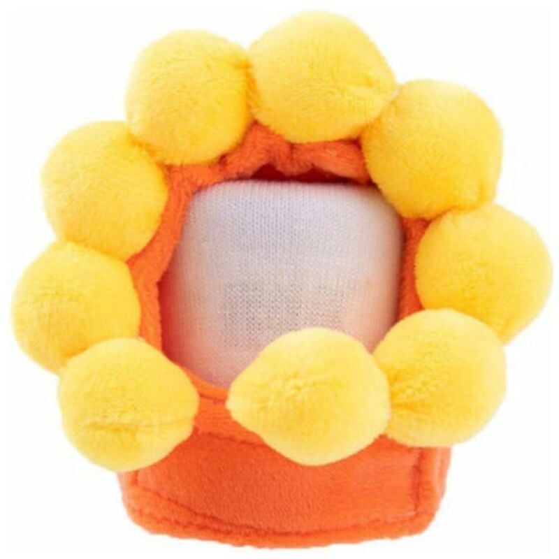Haustier-Kopfbedeckung, Sonnenblumen-Haustier-Kopfbedeckung mit magischem Aufkleber, lustiger Haustier-Kopfschmuck, Plüsch-Dekorationshut