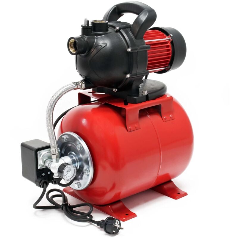 Wiltec Hauswasserwerk 1000W 3500l/h Gartenpumpe mit Druckschalter und Manometer Wasserpumpe Druckkessel Druckbehälter Bewässerungspumpe