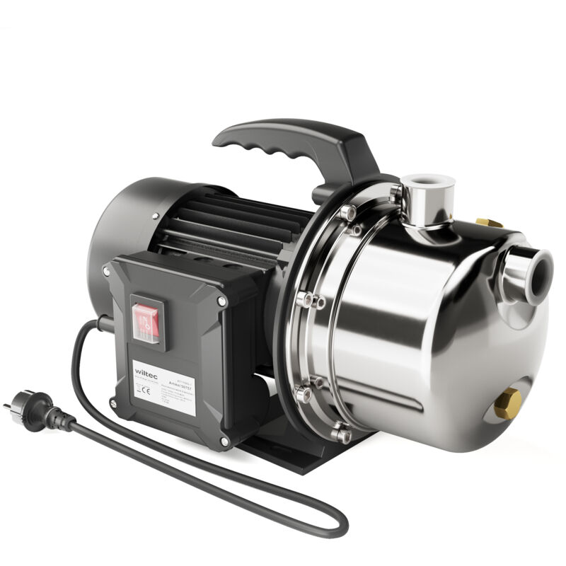 Wiltec Hauswasserwerk JET110S 1100W 4600L/h tragbare Gartenpumpe Edelstahl Hauswasserautomat Garten Wasserpumpe elektrische Pumpe