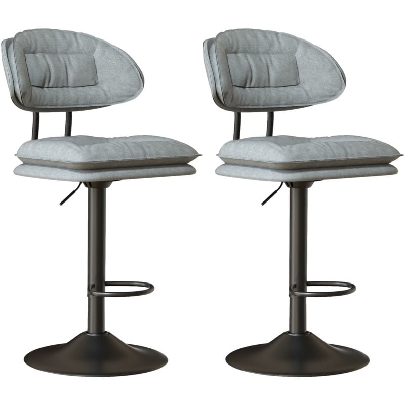 Barhocker 2er Set, Ergonomische Gepolsterte Barhocker mit Rückenlehne, Verstellbare Doppellagige Barstuhl, für Esszimmer Heimbar Kücheninsel, 2 x