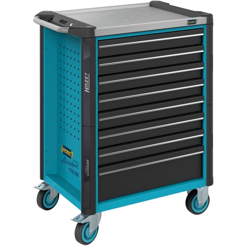 Werkstattwagen Assistent, Schubladen, flach: 7 x 81 x 522 x 398 mm, Schubladen, hoch: 1 x 166 x 522 x 398 mm, Art.Nr. 179NX-8 - Hazet
