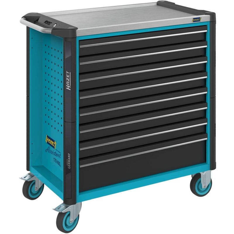 Werkstattwagen Assistent, Schubladen, flach: 7 x 81 x 696 x 398 mm, Schubladen, hoch: 1 x 166 x 696 x 398 mm, Art.Nr. 179NXL-8 - Hazet