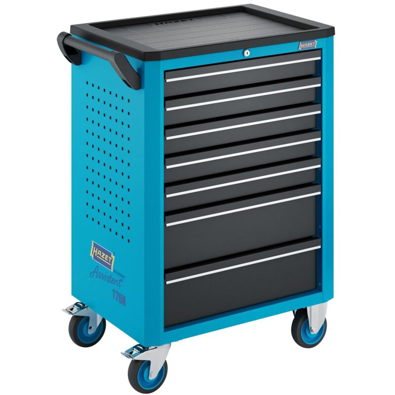 Hazet Werkstattwagen Assistent, einzeln, L x B x H: 780 mm x 500 mm x 1018 mm, Schubladen, flach: 5× 81 x 522 x 348 mm, Schubladen, hoch: 2× 166 x 522