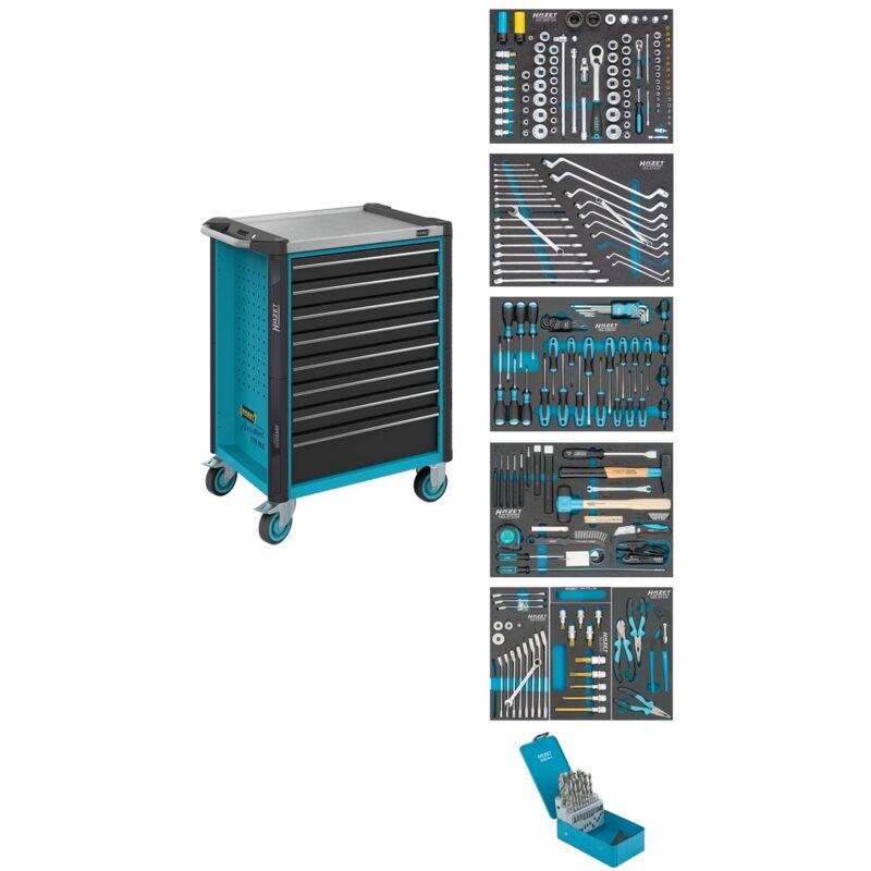 Hazet Werkstattwagen Assistent, Schubladen, flach: 8 x 81 x 522 x 398 mm, Anzahl Werkzeuge: 252, Art.Nr. 179NX-8/252