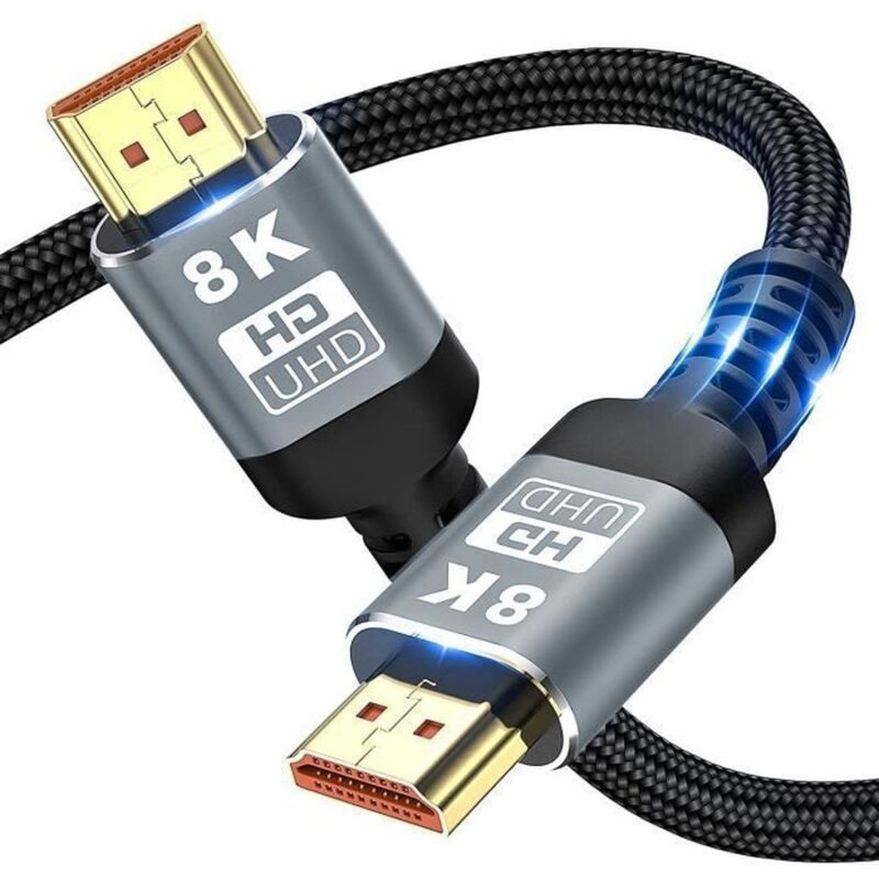 HDMI-Kabel 8K - 4K 2.1 - 1 m - High Speed 48 Gbit/s - 7680p - HDMI zu HDMI - Dynamisches HDR - Dolby Vision - PS5/PS4/Xbox - 1 m