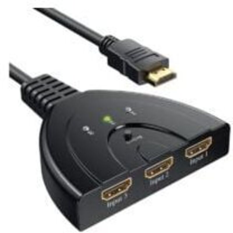 HDMI-Switch 1080P, 3-Port-HDMI-Switch HDMI-Switch-Selektor-Splitter Manuell 3 Eingänge auf 1 Ausgang HDMI-Switcher Full HD1080p / 3D Unterstützt mit