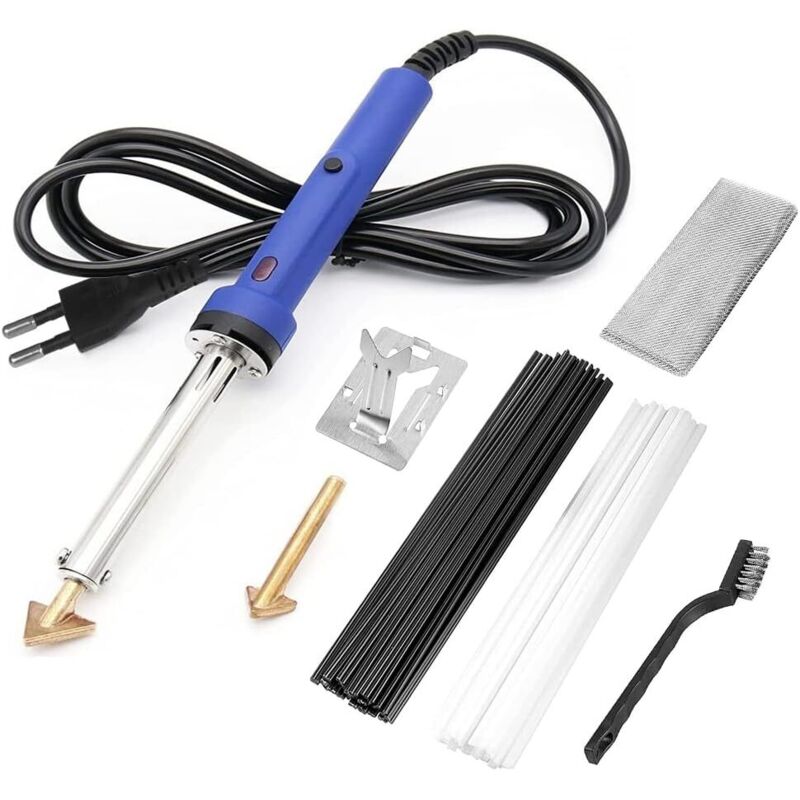 Heißluft-Kunststoffschweißgerät mit Stab, verstärktem Gewebe, 40 Schweißstäben + Stahlgeflecht, Kunststoff-Reparaturset für Autoscooter/Autoteile, 80