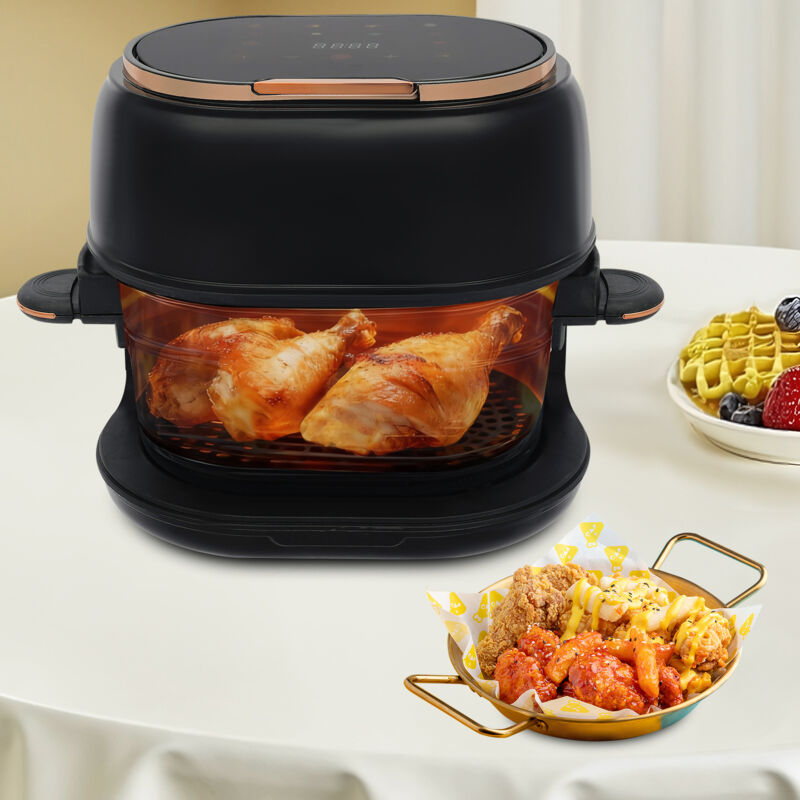Heißluftfritteuse 4L, Air Fryer Frittierkorb aus Glas, Digitalem LED-Touchscreen AirFryer, 9 Menüs, 1-60Min, Sichtbares Fenster, Max Crisp, Roast,