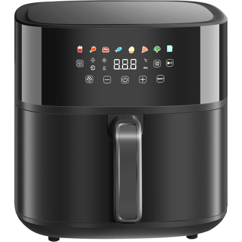 Heißluftfritteuse, Air Fryer, 8 Programme, 8 Liter, LED-Screen, Schwarz