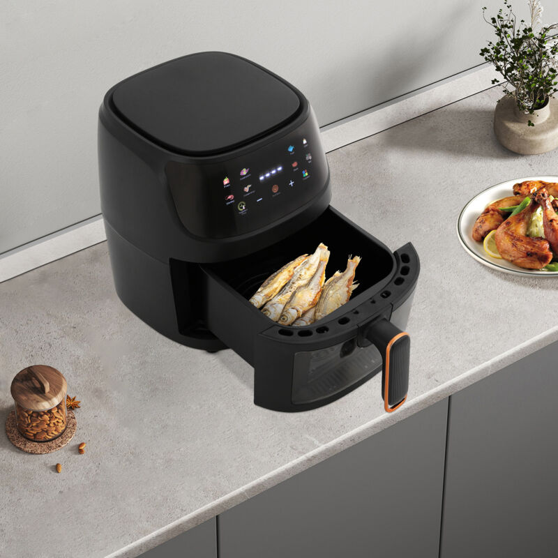 Heißluftfritteuse/Air Fryer, 5L Smart Airfryer mit Full Touch Screen & Sichtfenster, Garen und Backen ohne Fett, Hriteuse Heissluftfriteuse mit