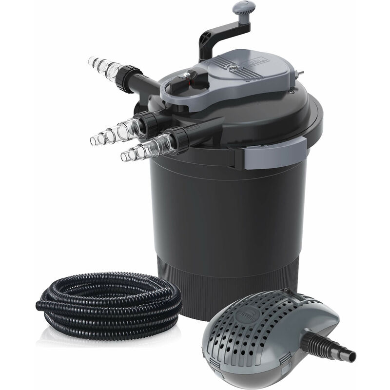 Heissner - Druckfilter Set FPU20000-00 inkl. 24 Watt uv-c Teichkärer Teichpumpe und Anschlussschlauch