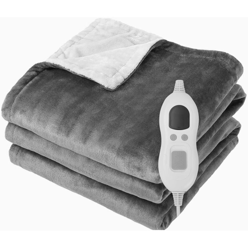 Heizdecke 130 x 180 cm, Heizdecke für 1 Person mit 6 Heizeinstellungen und 8-Stunden-Abschaltautomatik, maschinenwaschbar für Sofa und Bett