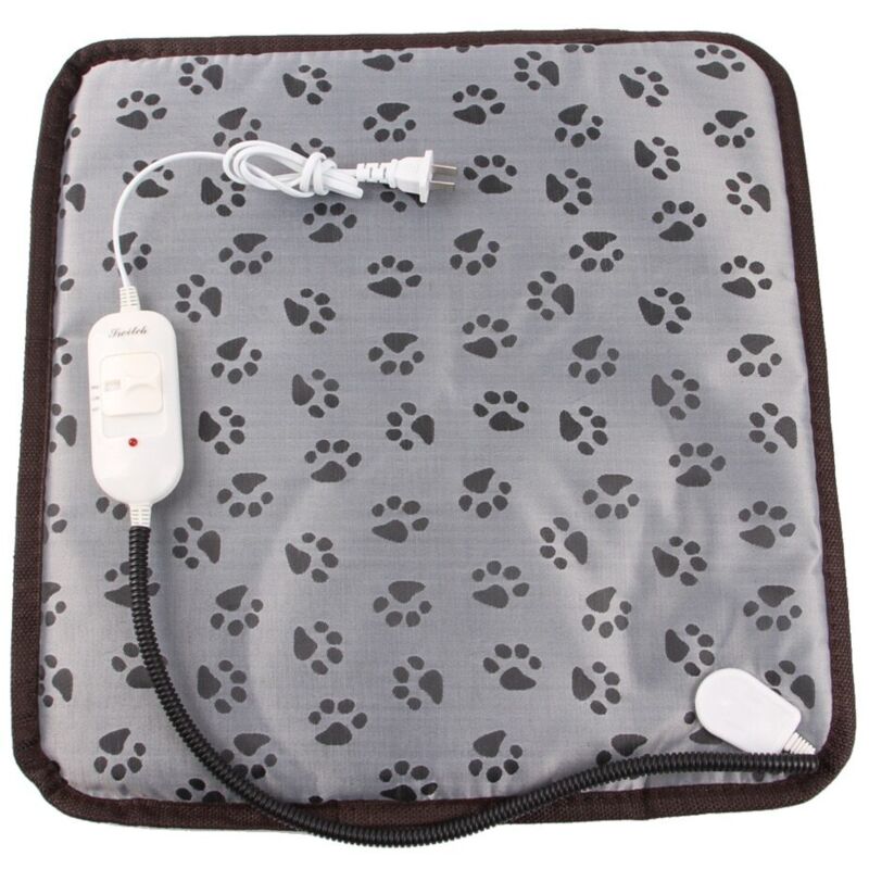 Heizdecke für Katzen und Hunde, Wasserdicht, 12-110 V, 2 Modi, Einstellbare Temperatur, Grau/Schwarz