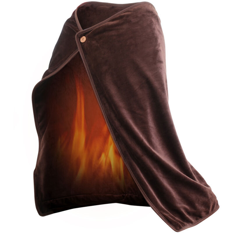 Heizdecke, Heizschal, waschbare und tragbare Decke für Camping, Büro und Zuhause, braun