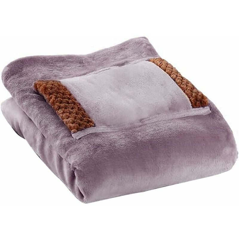 Heizdecke mit Handwärmer, tragbare USB-Heizdecke, weiche Flanell-Heizdecke, maschinenwaschbares Kissen, Heizkissen für zu Hause, 60 × 80 cm (lila)