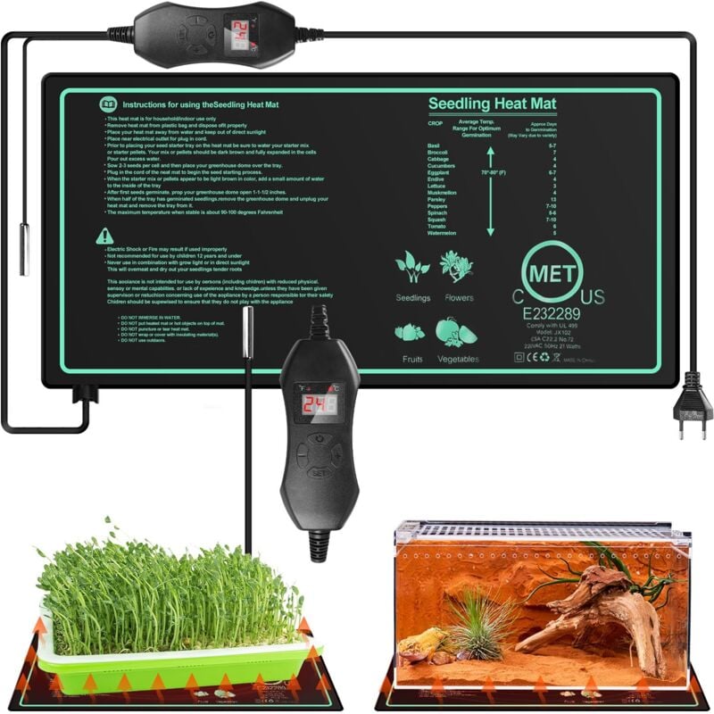 Heizmatte für Pflanzen mit Thermostat: 25,4 x 53,1 cm, sichere Heizmatte für Pflanzen, 50 W, langlebige Heizmatte für Pflanzen, für Gewächshäuser im