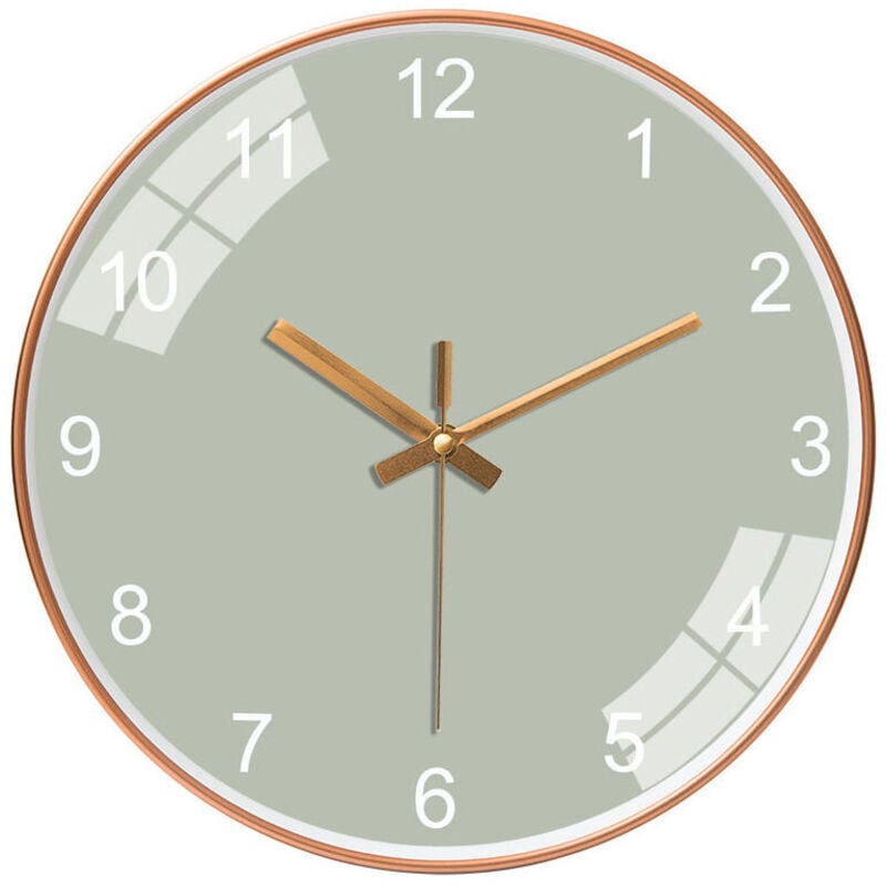 KZQ - Hellgrün) Leise Wanduhr 12 Zoll Schlafzimmer Wohnzimmer skalenfreie runde Uhr einfache Mode kreative Wanduhr Wanddekoration