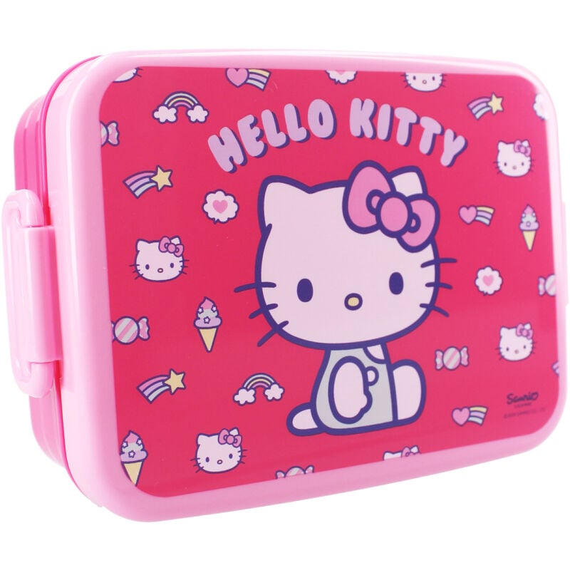 Hello Kitty - Snackbox – Kinder Essensbox mit Deckel und Schnappverschlüssen