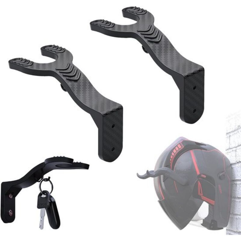 Helmhalterung – Wandbefestigung für Helme – 2er-Set – Motorradhelm-Wandhalterung – Wandmontagesystem – mit Haken für Jacke oder Schlüssel