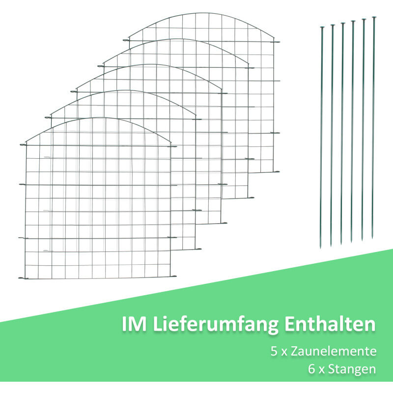Swanew Teichzaun Gartenzaun 11tlg Set Zaun Teich 5 Zaunelemente und 6 Befestigungsstäben. Welpanauslauf. Metall. Gartenzaun. Freigehege. Teich. Zaun.