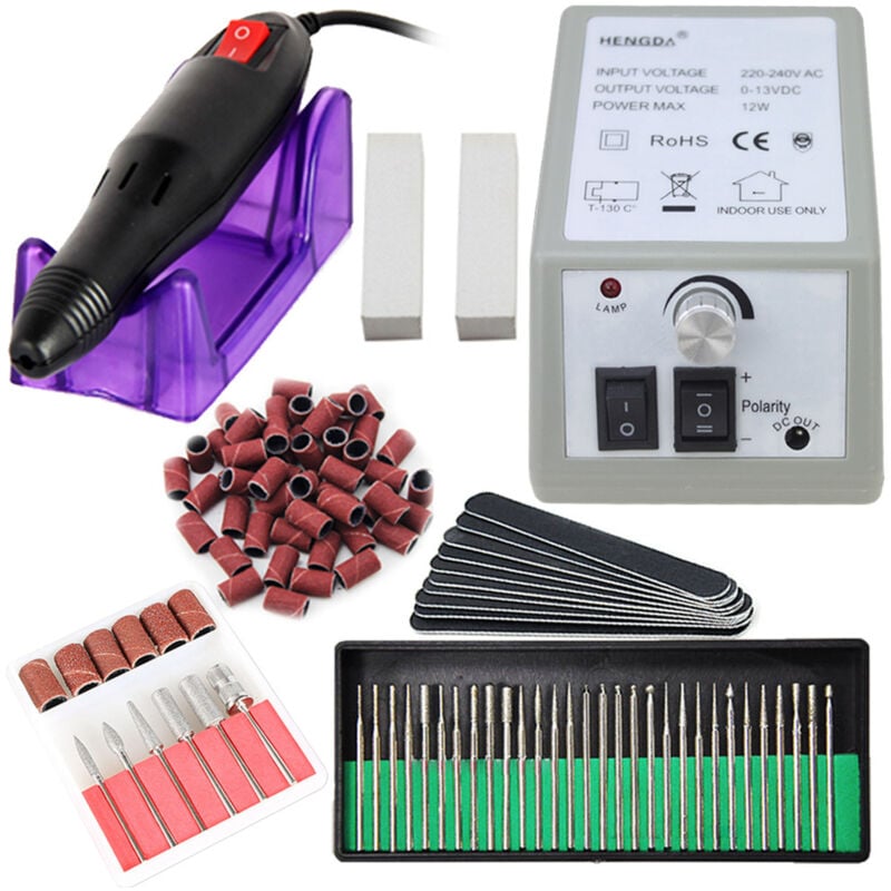 Elektrisch Nagelfraeser Fraeser Nagelfeile Manikuere Set Schleifhuelsen mit Geringem Rauschen und Vibration 20000 U/Min Grau