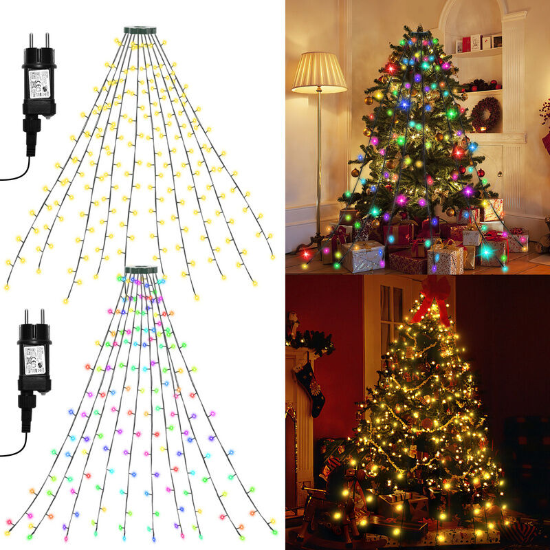 Led Lichterkette Weihnachtsbaum Christbaumbeleuchtung 280 LEDs 2,8m Außen Lichterkette Baummantel Warmweiß