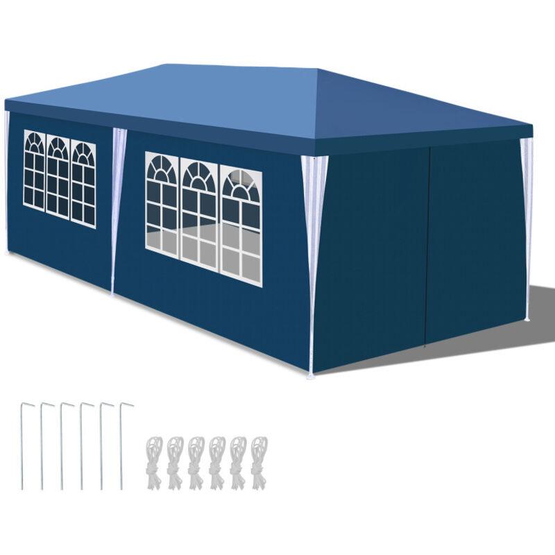 Swanew Pavillon 3x6m Wasserdicht Partyzelt Stabiles Partyzelt Festzelt Material PE-Plane mit 6 Seitenteilen für Party Festival Messestände