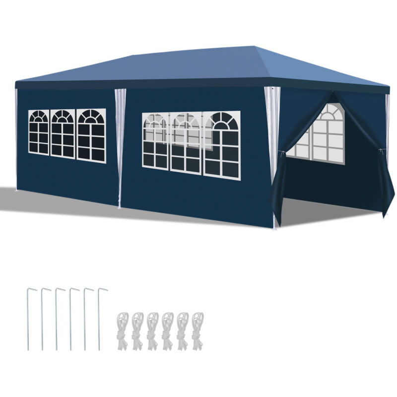 Swanew Pavillon 3x6m Wasserdicht Partyzelt Stabiles Partyzelt Festzelt Material PE-Plane mit 6 Seitenteilen für Party Festival Messestände
