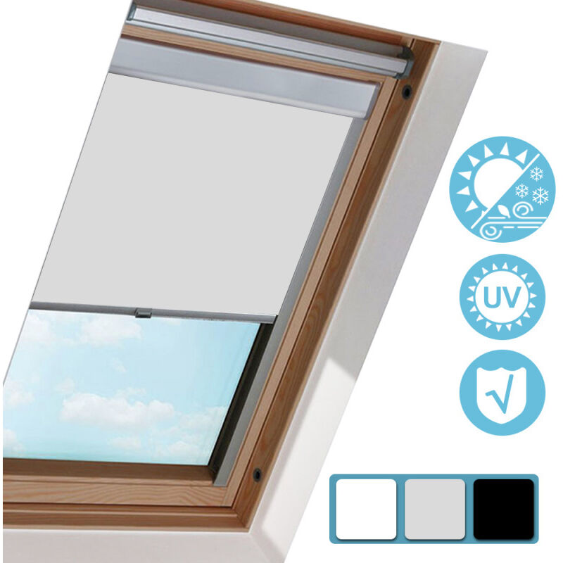 SWANEW Rollo 206 fuer Velux Fenster. Classic Hochqualitative Wertarbeit Grau. Blickdicht Thermo-Rollo. 50.7x97.4cm