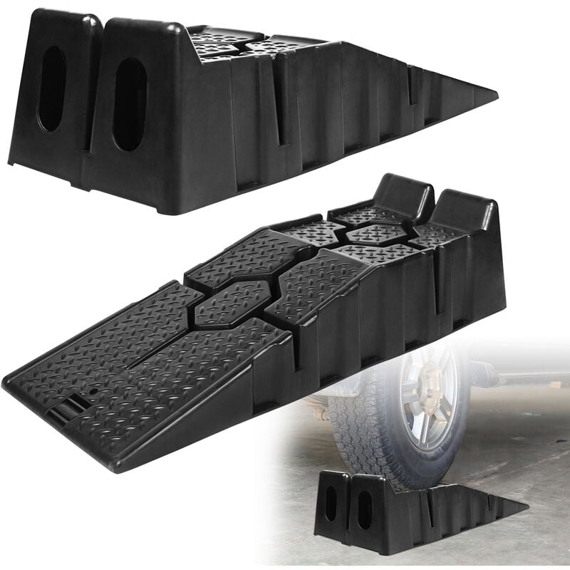 Hengmei - Auffahrrampen Auffahrrampen-Set Kunststoff kfz Rampe bis 2.5 Tonnen KFZ-Auffahrt Plattform Hebebühne mit Überfahrschutz