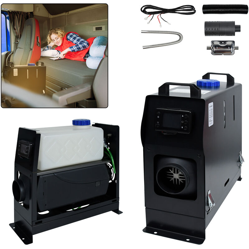 12V Diesel Luftheizung 8KW Standheizung Kraftstoffheizung Lufterhitzer mit Fernbedienung Schalldämpfer und Schwarzes LCD Dieselheizung (Schwarz