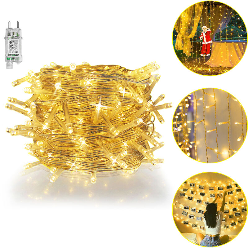 Outdoor-Lichterketten Lichtervorhang 3x3m Warmweiß Lichterkette Vorhang Licht 8 Leuchtmodi Weihnachtsbeleuchtung Weihnachtsdeko Lichterdeko, HENGMEI
