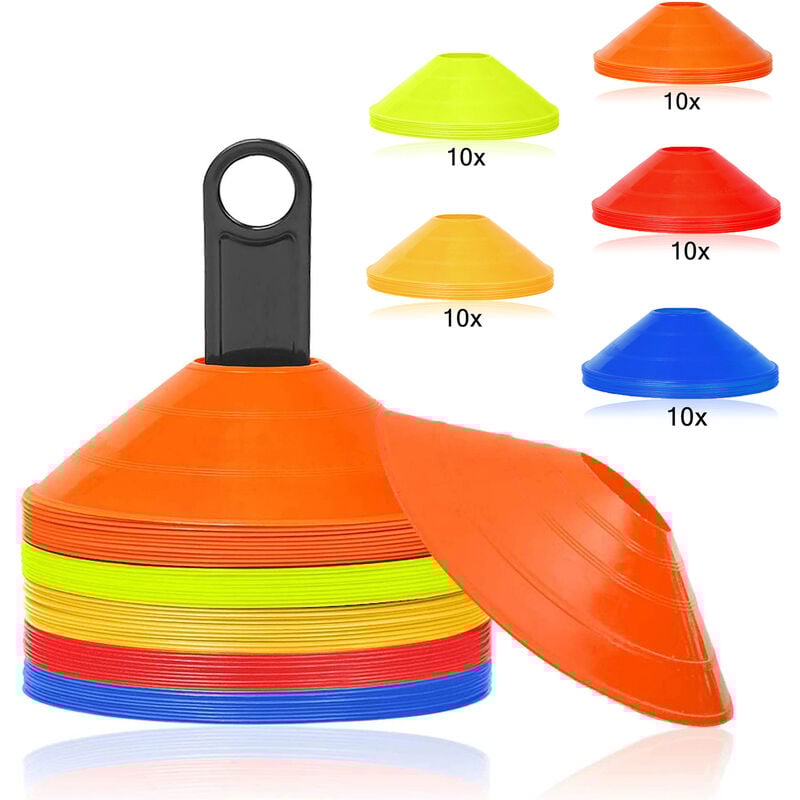 Hengmei - Laufbänder Markierungshütchen 50 Stück Sport Hütchen Set Markierungsteller inkl. Halter für Training im Fussball, für Koordination und