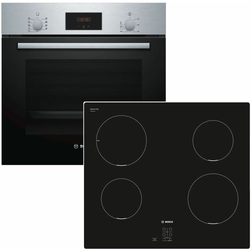 Herdset Bosch Backofen mit Induktionskochfeld - autark 60 cm Teleskopauszug 3D-Heißluft