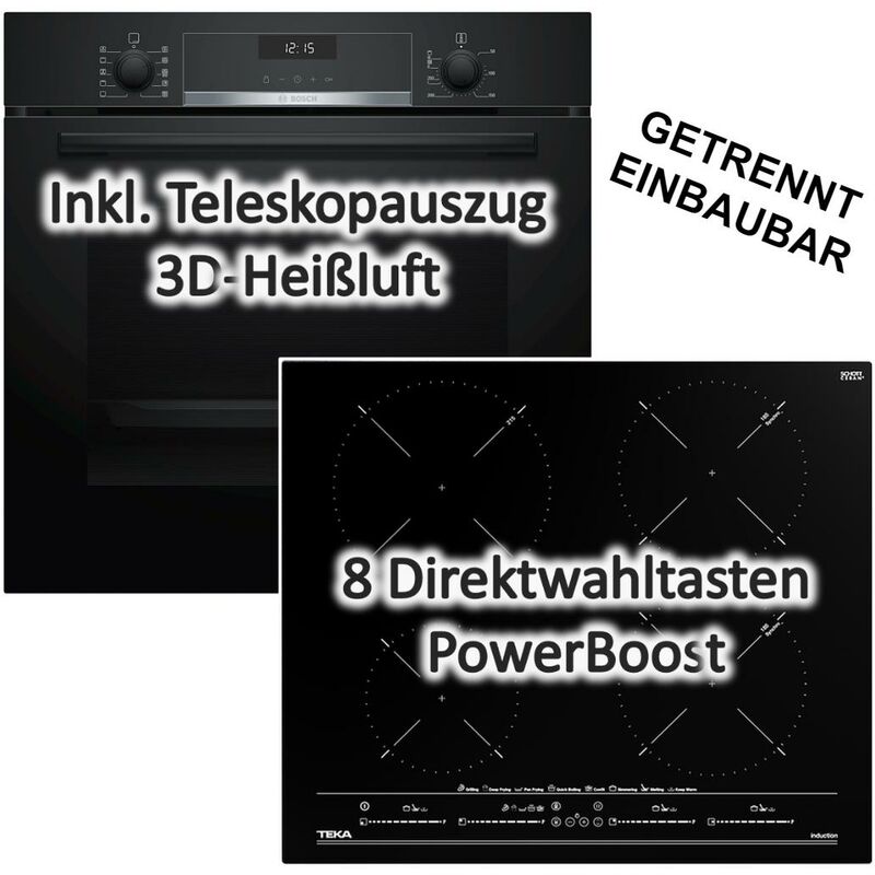 Bosch - Herdset Backofen mit teka Induktionskochfeld Multislider - autark, 60 cm