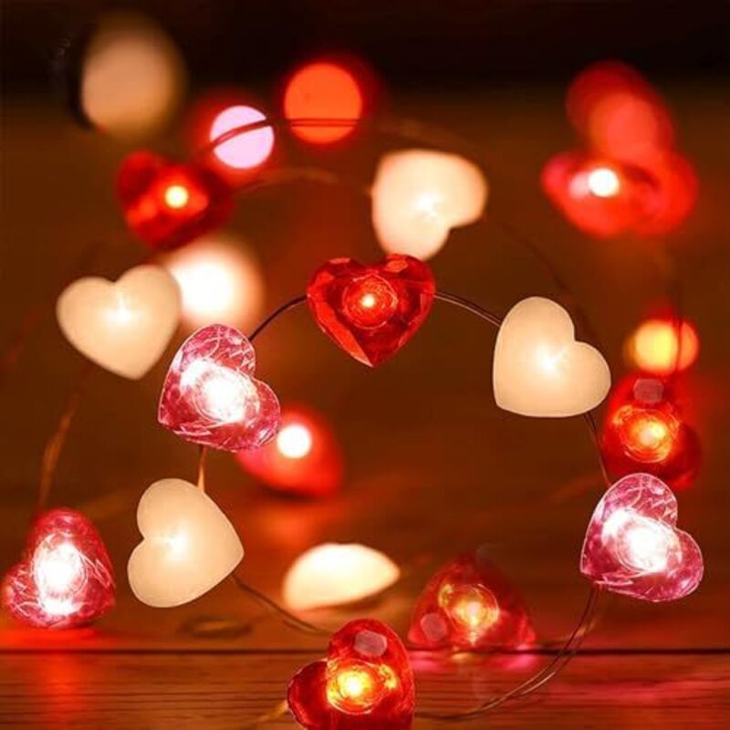 Herzförmige Lichterkette,2M 20LED Valentinstag Herzförmige Lichterkette,Lichterkette Innen,Valentinstag Dekoration,Aussenlichterkette