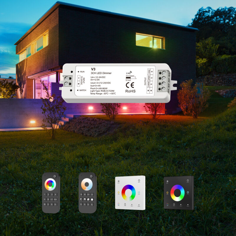 Light 12-48V Wi-FI/RF Controller Fernbedienung rgb/cct led Beleuchtung Wandschalter Dimmer: Controller Modelle, 3CH rgb Controller 12-24V V3 - Hexim