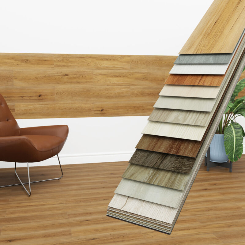 Hexim - Vinyldielen 0,97m² selbstklebend pvc Wandverkleidung Bodenbelag Holzoptik 91x15cm Paneele: 7 Dielen / 0.97 m², 1814-3 Rustic Oak