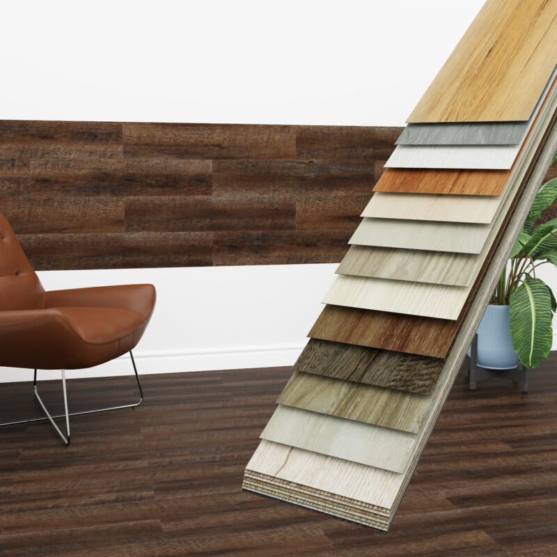 Hexim - Vinyldielen 0,97m² selbstklebend pvc Wandverkleidung Bodenbelag Holzoptik 91x15cm Paneele: 7 Dielen / 0.97 m², 1818-6 Mocha Walnut